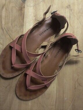 Lucky Brand Coral Leather Crisscross Ankle Strap Sandals